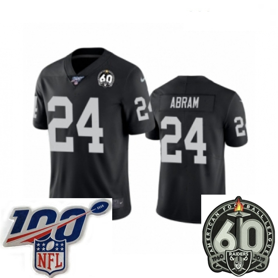 Women Oakland Raiders #24 Johnathan Abram Black 60th Anniversary Vapor Untouchable Limited Player 100th Season Football Jersey Women Oakland Raiders #24 Johnathan Abram Black 60th Anniversary Vapor Untouchable Limited Player 100th Season Football Jersey