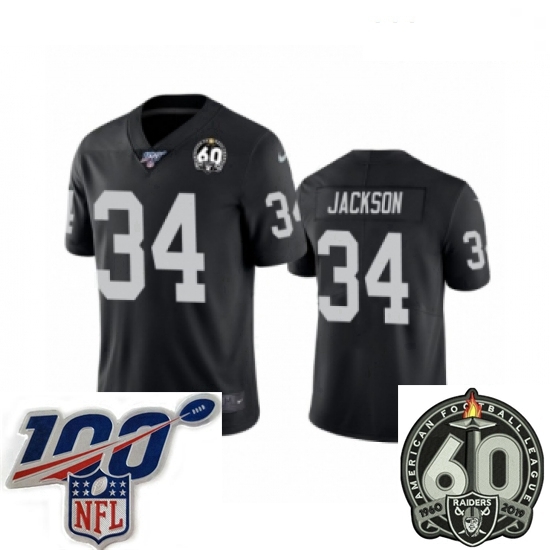 Women Oakland Raiders #34 Bo Jackson Black 60th Anniversary Vapor Untouchable Limited Player 100th Season Football Jersey Women Oakland Raiders #34 Bo Jackson Black 60th Anniversary Vapor Untouchable Limited Player 100th Season Football Jersey