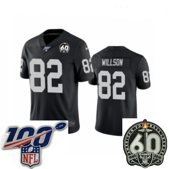 Women Oakland Raiders #82 Luke Willson Black 60th Anniversary Vapor Untouchable Limited Player 100th Season Football Jersey Women Oakland Raiders #82 Luke Willson Black 60th Anniversary Vapor Untouchable Limited Player 100th Season Football Jersey