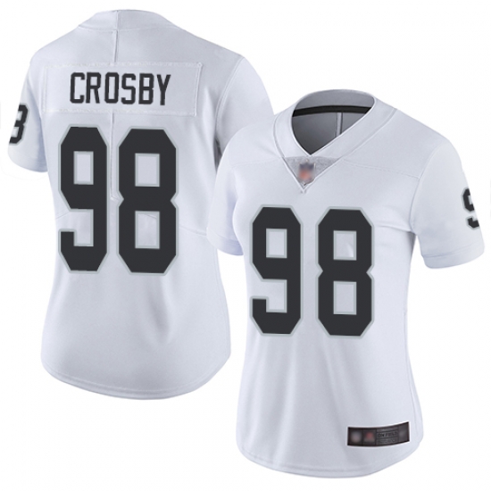Women Raiders 98 Maxx Crosby White Stitched Football Vapor Untouchable Limited Jersey Women Raiders 98 Maxx Crosby White Stitched Football Vapor Untouchable Limited Jersey