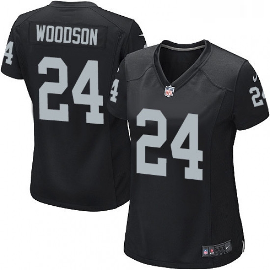 Womens Nike Oakland Raiders 24 Charles Woodson Game Black Team Color NFL Jersey Womens Nike Oakland Raiders 24 Charles Woodson Game Black Team Color NFL Jersey
