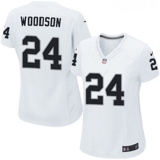 Womens Nike Oakland Raiders 24 Charles Woodson Game White NFL Jersey Womens Nike Oakland Raiders 24 Charles Woodson Game White NFL Jersey