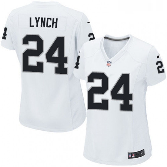 Womens Nike Oakland Raiders 24 Marshawn Lynch Game White NFL Jersey Womens Nike Oakland Raiders 24 Marshawn Lynch Game White NFL Jersey