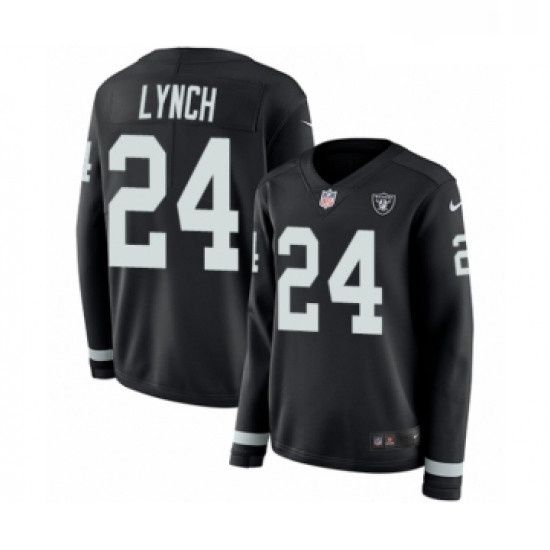 Womens Nike Oakland Raiders 24 Marshawn Lynch Limited Black Therma Long Sleeve NFL Jersey Womens Nike Oakland Raiders 24 Marshawn Lynch Limited Black Therma Long Sleeve NFL Jersey