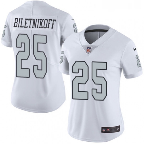 Womens Nike Oakland Raiders 25 Fred Biletnikoff Limited White Rush Vapor Untouchable NFL Jersey Womens Nike Oakland Raiders 25 Fred Biletnikoff Limited White Rush Vapor Untouchable NFL Jersey