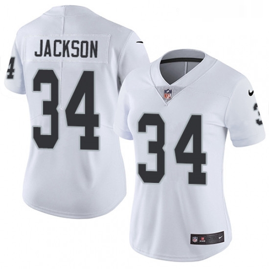 Womens Nike Oakland Raiders 34 Bo Jackson Elite White NFL Jersey Womens Nike Oakland Raiders 34 Bo Jackson Elite White NFL Jersey