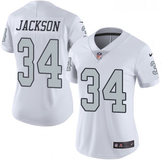 Womens Nike Oakland Raiders 34 Bo Jackson Elite White Rush Vapor Untouchable NFL Jersey Womens Nike Oakland Raiders 34 Bo Jackson Elite White Rush Vapor Untouchable NFL Jersey