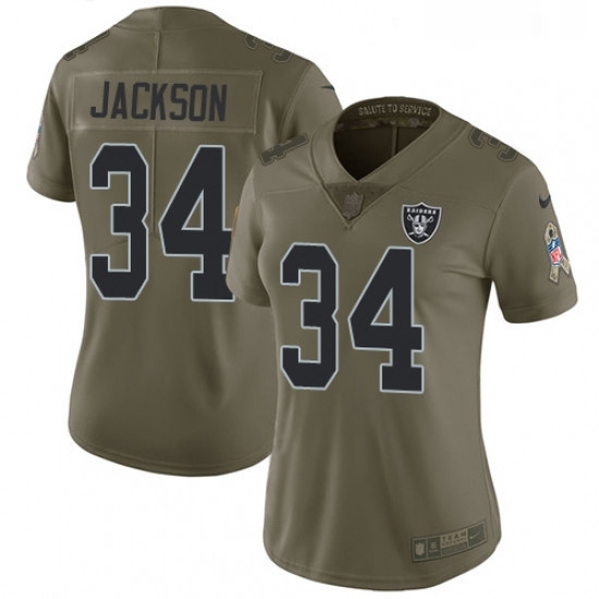 Womens Nike Oakland Raiders 34 Bo Jackson Limited Olive 2017 Salute to Service NFL Jersey Womens Nike Oakland Raiders 34 Bo Jackson Limited Olive 2017 Salute to Service NFL Jersey