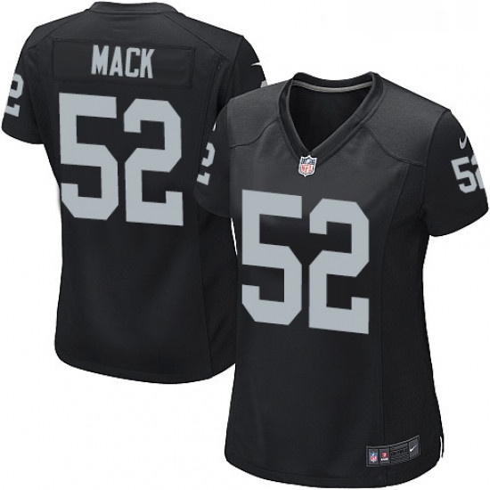 Womens Nike Oakland Raiders 52 Khalil Mack Game Black Team Color NFL Jersey Womens Nike Oakland Raiders 52 Khalil Mack Game Black Team Color NFL Jersey