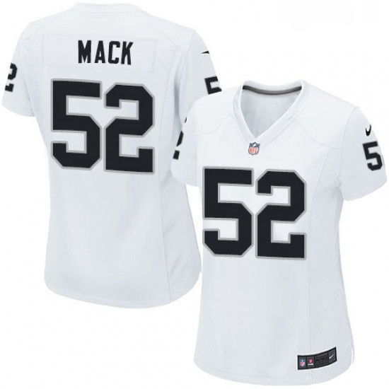 Womens Nike Oakland Raiders 52 Khalil Mack Game White NFL Jersey Womens Nike Oakland Raiders 52 Khalil Mack Game White NFL Jersey