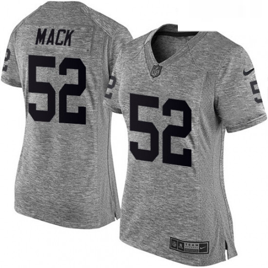 Womens Nike Oakland Raiders 52 Khalil Mack Limited Gray Gridiron NFL Jersey Womens Nike Oakland Raiders 52 Khalil Mack Limited Gray Gridiron NFL Jersey