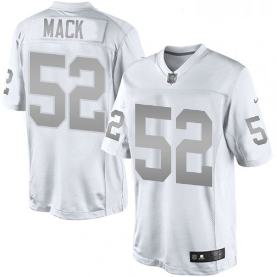 Womens Nike Oakland Raiders 52 Khalil Mack Limited White Platinum NFL Jersey Womens Nike Oakland Raiders 52 Khalil Mack Limited White Platinum NFL Jersey