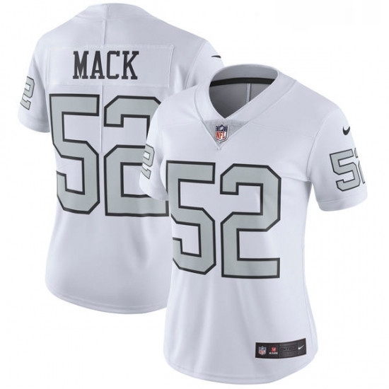 Womens Nike Oakland Raiders 52 Khalil Mack Limited White Rush Vapor Untouchable NFL Jersey Womens Nike Oakland Raiders 52 Khalil Mack Limited White Rush Vapor Untouchable NFL Jersey