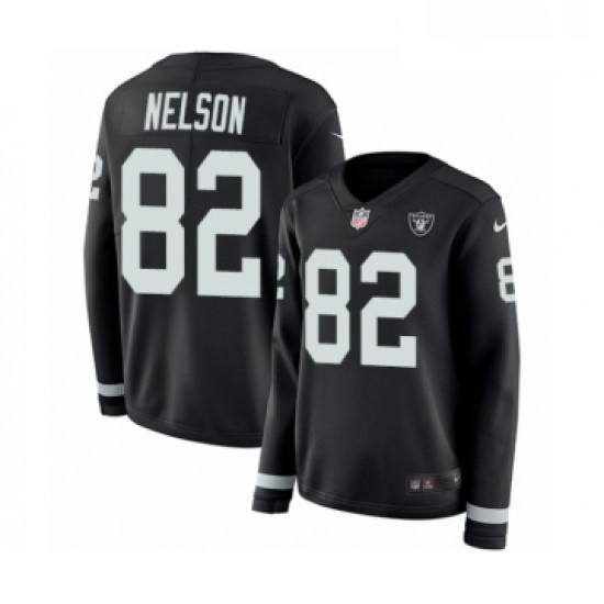 Womens Nike Oakland Raiders 82 Jordy Nelson Limited Black Therma Long Sleeve NFL Jersey Womens Nike Oakland Raiders 82 Jordy Nelson Limited Black Therma Long Sleeve NFL Jersey