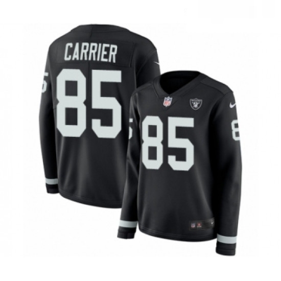 Womens Nike Oakland Raiders 85 Derek Carrier Limited Black Therma Long Sleeve NFL Jersey Womens Nike Oakland Raiders 85 Derek Carrier Limited Black Therma Long Sleeve NFL Jersey