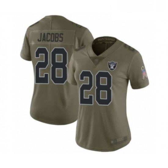 Womens Oakland Raiders 28 Josh Jacobs Limited Olive 2017 Salute to Service Football Jersey Womens Oakland Raiders 28 Josh Jacobs Limited Olive 2017 Salute to Service Football Jersey