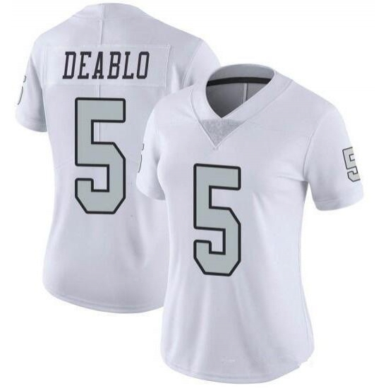 Women's Oakland Raiders#5 Divine Deablo White Color Rush Stitched Jersey Women's Oakland Raiders#5 Divine Deablo White Color Rush Stitched Jersey