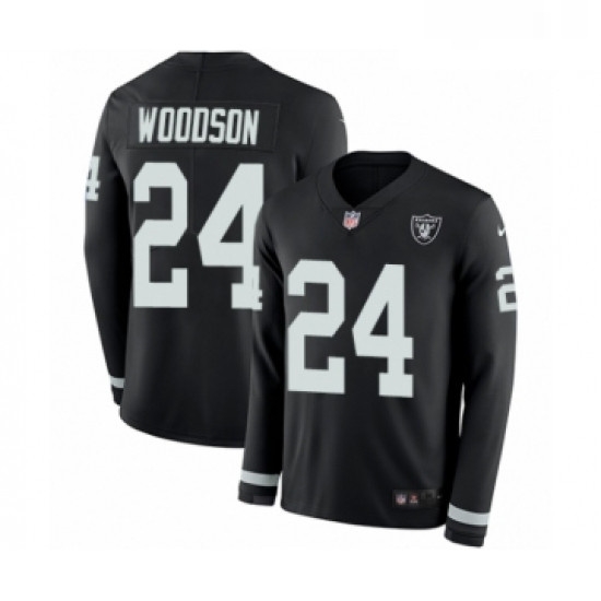 Youth Nike Oakland Raiders 24 Charles Woodson Limited Black Therma Long Sleeve NFL Jersey Youth Nike Oakland Raiders 24 Charles Woodson Limited Black Therma Long Sleeve NFL Jersey