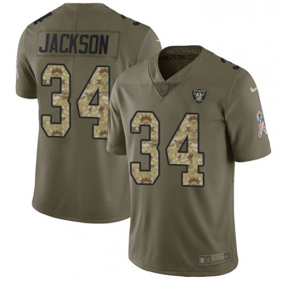 Youth Nike Oakland Raiders 34 Bo Jackson Limited OliveCamo 2017 Salute to Service NFL Jersey Youth Nike Oakland Raiders 34 Bo Jackson Limited OliveCamo 2017 Salute to Service NFL Jersey