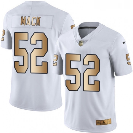 Youth Nike Oakland Raiders 52 Khalil Mack Limited WhiteGold Rush NFL Jersey Youth Nike Oakland Raiders 52 Khalil Mack Limited WhiteGold Rush NFL Jersey