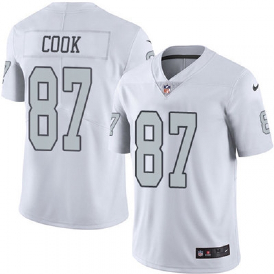 Youth Nike Raiders #87 Jared Cook White Stitched NFL Limited Rush Jersey Youth Nike Raiders #87 Jared Cook White Stitched NFL Limited Rush Jersey