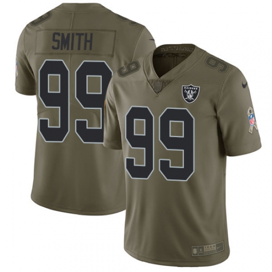 Youth Nike Raiders #99 Aldon Smith Olive Stitched NFL Limited 2017 Salute to Service Jersey Youth Nike Raiders #99 Aldon Smith Olive Stitched NFL Limited 2017 Salute to Service Jersey