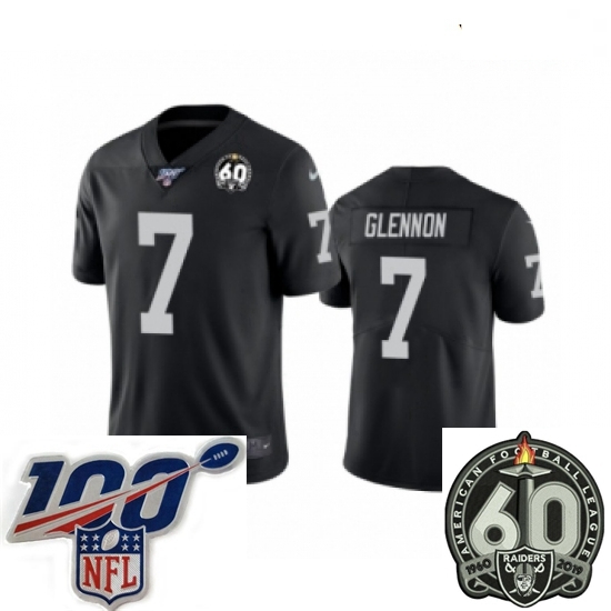 Youth Oakland Raiders #7 Mike Glennon Black 60th Anniversary Vapor Untouchable Limited Player 100th Season Football Jersey Youth Oakland Raiders #7 Mike Glennon Black 60th Anniversary Vapor Untouchable Limited Player 100th Season Football Jersey
