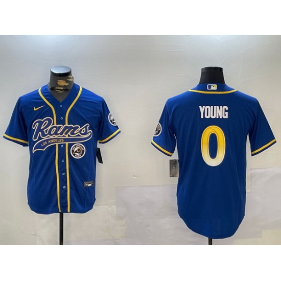 Men Los Angeles Rams 0 Byron Young Royal Cool Base Stitched Baseball Jersey 2 Men Los Angeles Rams 0 Byron Young Royal Cool Base Stitched Baseball Jersey 2
