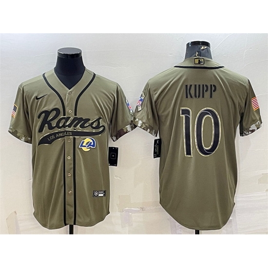 Men Los Angeles Rams 10 Cooper Kupp Olive 2022 Salute To Service Cool Base Stitched Baseball Jersey Men Los Angeles Rams 10 Cooper Kupp Olive 2022 Salute To Service Cool Base Stitched Baseball Jersey