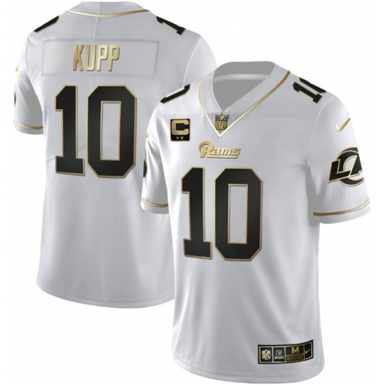 Men Los Angeles Rams 10 Cooper Kupp White Golden With 2 Star Patch Vapor Vapor Stitched Football Jersey Men Los Angeles Rams 10 Cooper Kupp White Golden With 2 Star Patch Vapor Vapor Stitched Football Jersey
