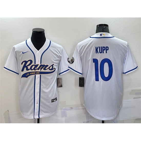 Men Los Angeles Rams 10 Cooper Kupp White With Patch Cool Base Stitched Baseb Men Los Angeles Rams 10 Cooper Kupp White With Patch Cool Base Stitched Baseb