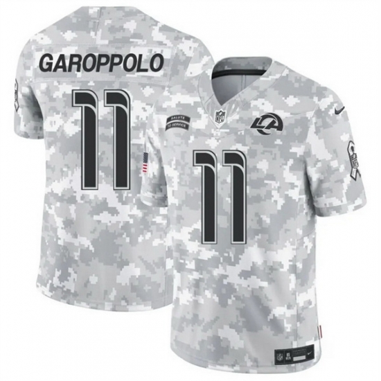 Men Los Angeles Rams 11 Jimmy Garoppolo 2024 F U S E Arctic Camo Salute To Service Limited Stitched Football Jersey Men Los Angeles Rams 11 Jimmy Garoppolo 2024 F U S E Arctic Camo Salute To Service Limited Stitched Football Jersey