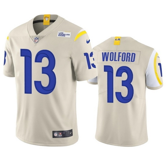 Men Los Angeles Rams 13 John Wolford Bone Vapor Untouchable Limited Stitched Football Jersey Men Los Angeles Rams 13 John Wolford Bone Vapor Untouchable Limited Stitched Football Jersey