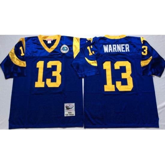 Men Los Angeles Rams 13 Kurt Warner Blue M&N Throwback Jersey Men Los Angeles Rams 13 Kurt Warner Blue M&N Throwback Jersey