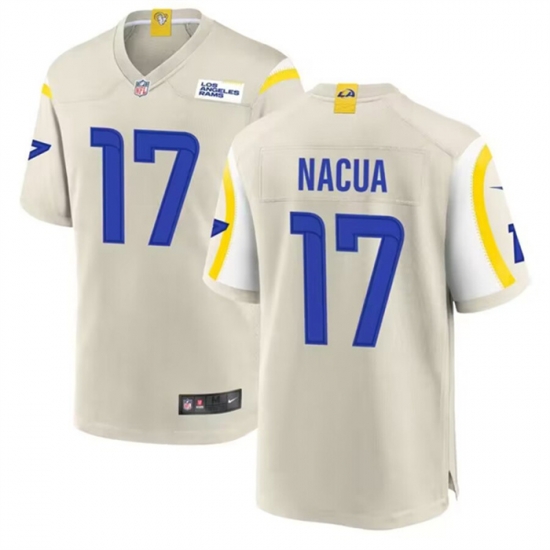 Men Los Angeles Rams 17 Puka Nacua Bone Stitched Game Jersey Men Los Angeles Rams 17 Puka Nacua Bone Stitched Game Jersey