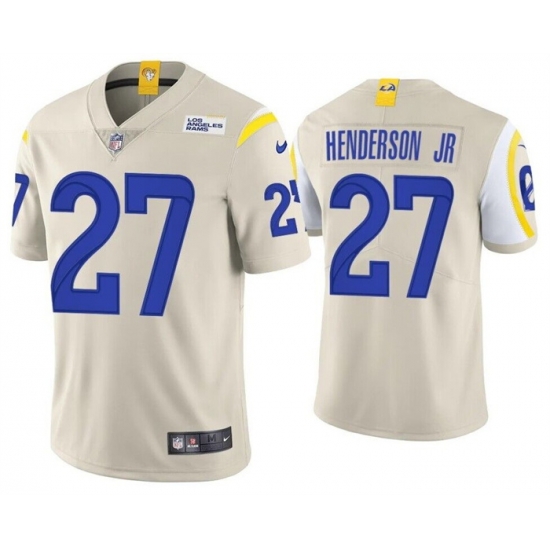 Men Los Angeles Rams 27 Darrell Henderson Jr Cream Vapor Untouchable Stitched Football Jersey Men Los Angeles Rams 27 Darrell Henderson Jr Cream Vapor Untouchable Stitched Football Jersey
