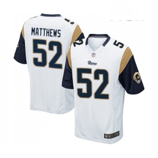 Men Los Angeles Rams 52 Clay Matthews Game White Football Jersey Men Los Angeles Rams 52 Clay Matthews Game White Football Jersey