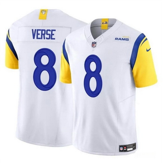 Men Los Angeles Rams 8 Jared Verse White 2024 Draft F U S E Vapor Untouchable Stitched Football Jersey Men Los Angeles Rams 8 Jared Verse White 2024 Draft F U S E Vapor Untouchable Stitched Football Jersey