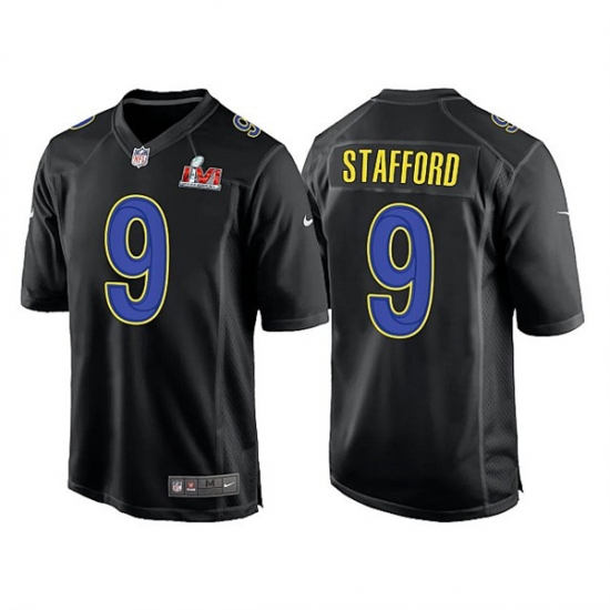Men Los Angeles Rams 9 Matthew Stafford 2022 Black Super Bowl LVI Game Stitched Jersey Men Los Angeles Rams 9 Matthew Stafford 2022 Black Super Bowl LVI Game Stitched Jersey