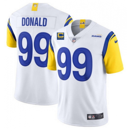 Men Los Angeles Rams 99 Aaron Donald 2022 White With 4 Star C Patch Vapor Untouchable Limited Stitched Jersey Men Los Angeles Rams 99 Aaron Donald 2022 White With 4 Star C Patch Vapor Untouchable Limited Stitched Jersey