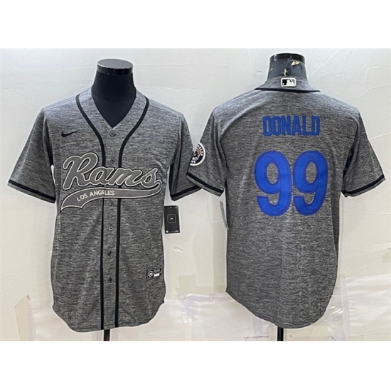 Men Los Angeles Rams 99 Aaron Donald Grey With Patch Cool Base Stitched Baseball Jersey Men Los Angeles Rams 99 Aaron Donald Grey With Patch Cool Base Stitched Baseball Jersey