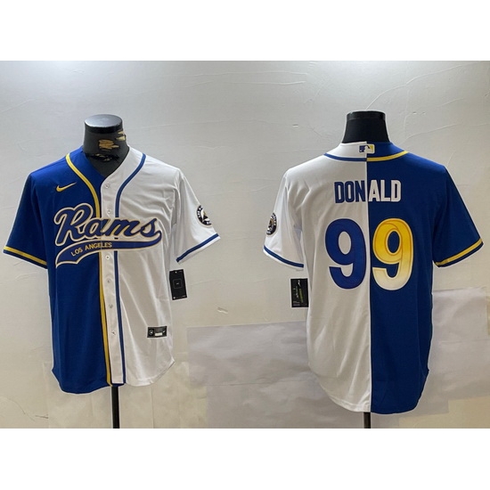 Men Los Angeles Rams 99 Aaron Donald White Cool Base Stitched Baseball Jersey 3 Men Los Angeles Rams 99 Aaron Donald White Cool Base Stitched Baseball Jersey 3