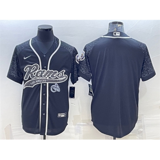 Men Los Angeles Rams Blank Black Reflective With Patch Cool Base Stitched Baseball Jersey Men Los Angeles Rams Blank Black Reflective With Patch Cool Base Stitched Baseball Jersey