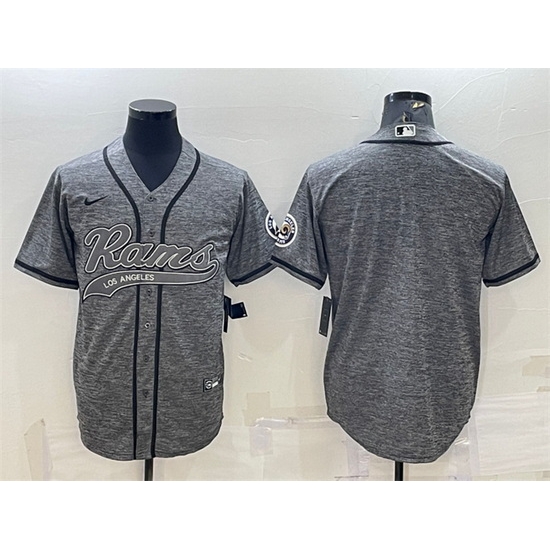 Men Los Angeles Rams Blank Grey With Patch Cool Base Stitched Baseball Jersey Men Los Angeles Rams Blank Grey With Patch Cool Base Stitched Baseball Jersey