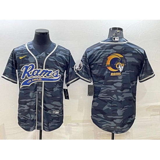 Men Los Angeles Rams Grey Camo Team Big Logo With Patch Cool Base Stitched Baseball Jersey Men Los Angeles Rams Grey Camo Team Big Logo With Patch Cool Base Stitched Baseball Jersey