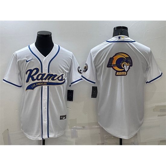 Men Los Angeles Rams White Team Big Logo With Patch Cool Base Stitched Baseb Men Los Angeles Rams White Team Big Logo With Patch Cool Base Stitched Baseb