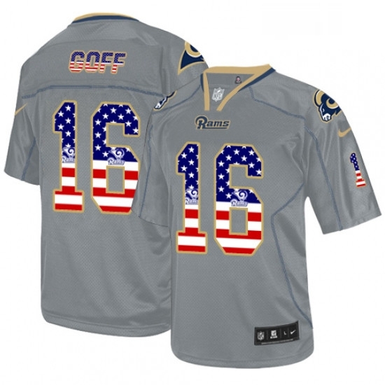 Men Nike Los Angeles Rams 16 Jared Goff Elite Grey USA Flag Fashion NFL Jersey Men Nike Los Angeles Rams 16 Jared Goff Elite Grey USA Flag Fashion NFL Jersey