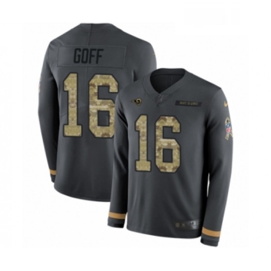 Men Nike Los Angeles Rams 16 Jared Goff Limited Black Salute to Service Therma Long Sleeve NFL Jersey Men Nike Los Angeles Rams 16 Jared Goff Limited Black Salute to Service Therma Long Sleeve NFL Jersey