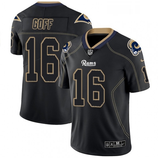Men Nike Los Angeles Rams 16 Jared Goff Limited Lights Out Black Rush NFL Jersey Men Nike Los Angeles Rams 16 Jared Goff Limited Lights Out Black Rush NFL Jersey