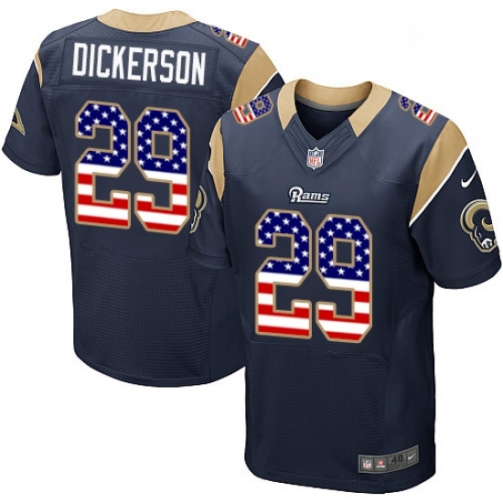 Men Nike Los Angeles Rams 29 Eric Dickerson Elite Navy Blue Home USA Flag Fashion NFL Jersey Men Nike Los Angeles Rams 29 Eric Dickerson Elite Navy Blue Home USA Flag Fashion NFL Jersey
